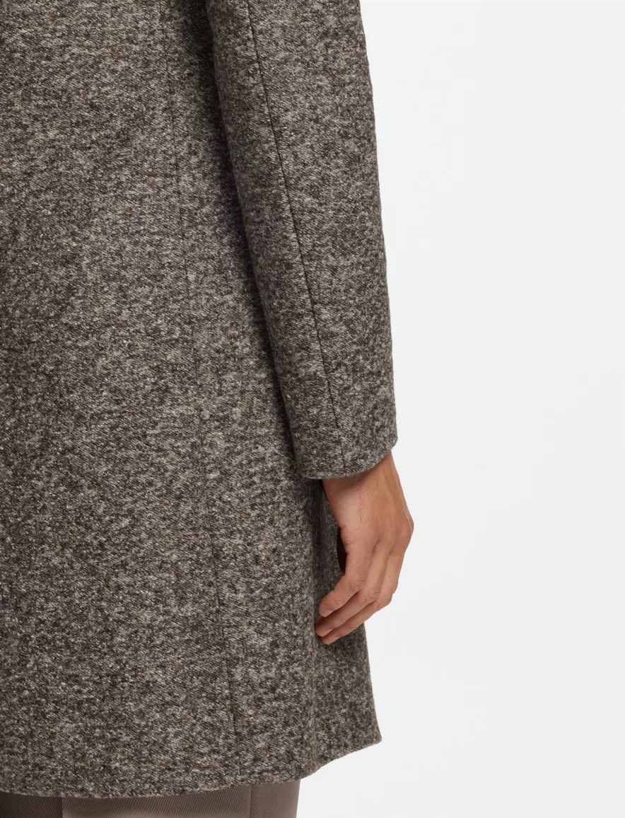 BOSS Black overjas bruin gemeleerd warm