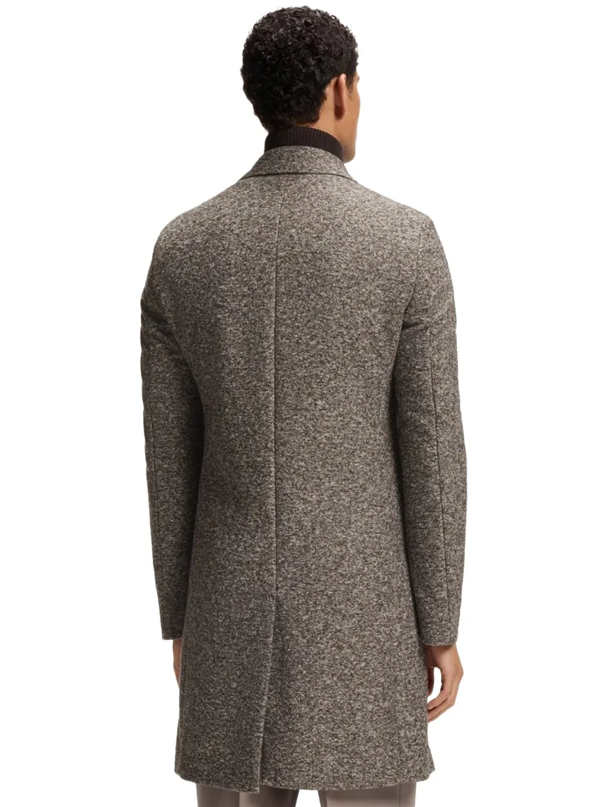 BOSS Black overjas bruin gemeleerd warm