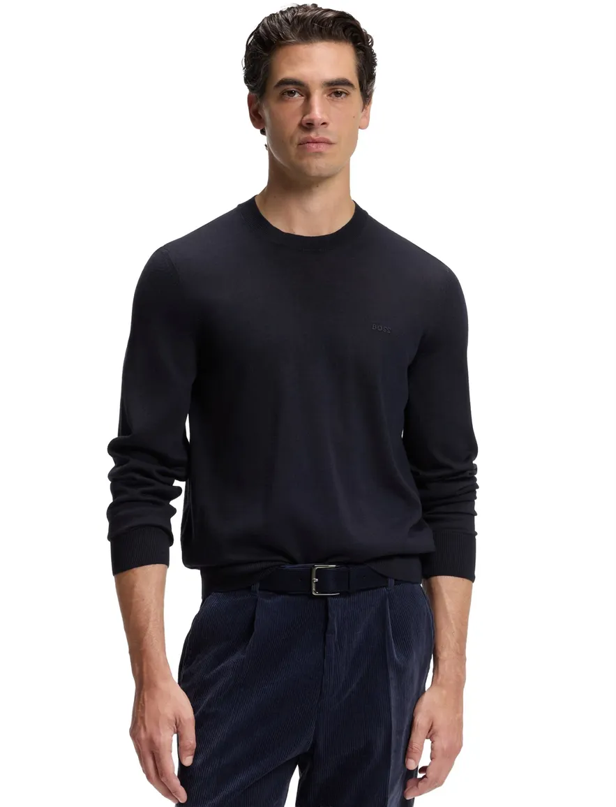 BOSS Black trui ronde hals donkerblauw