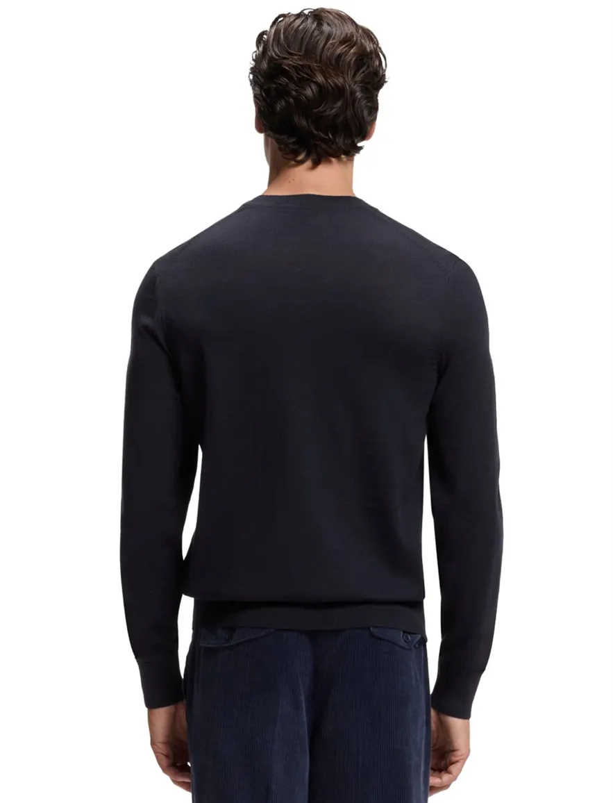 BOSS Black trui ronde hals donkerblauw