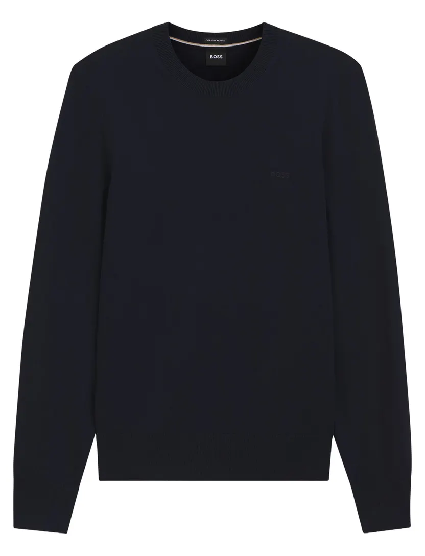 Trui BOSS Green donkerblauw scheerwol