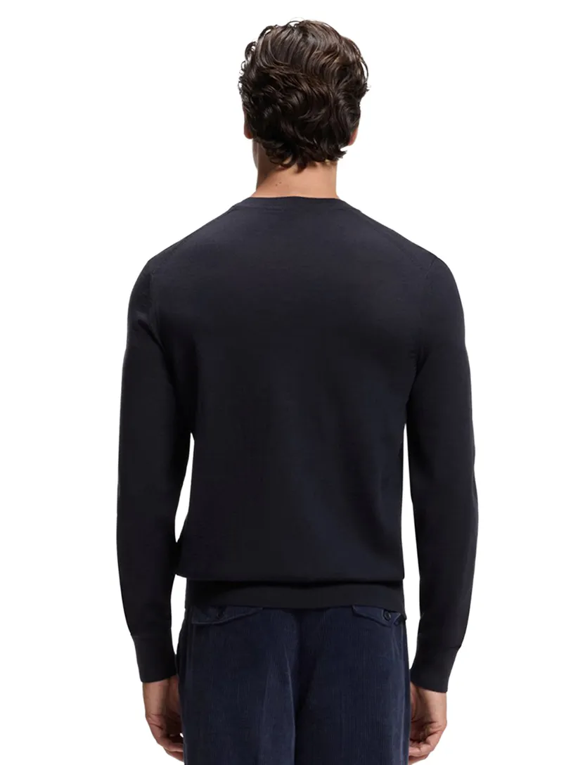 Trui BOSS Green donkerblauw scheerwol