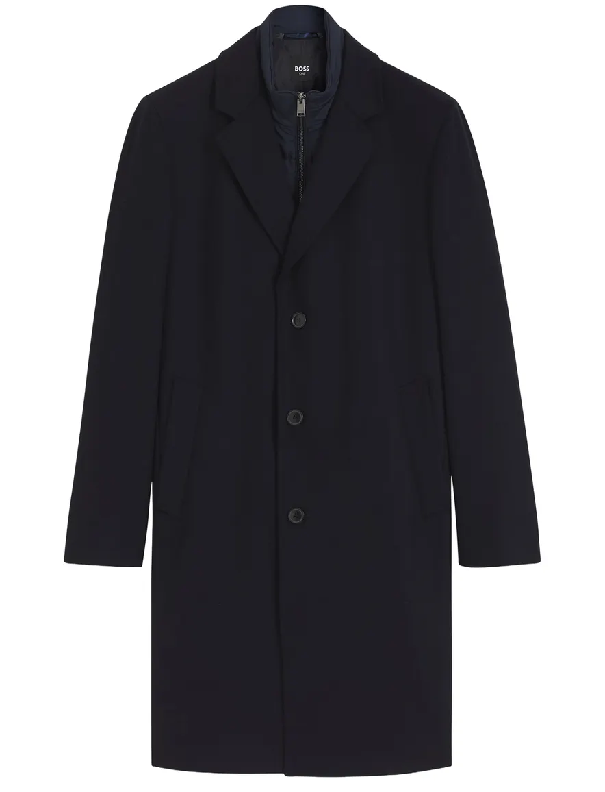 BOSS Black overjas navy wol met onderjas met rits