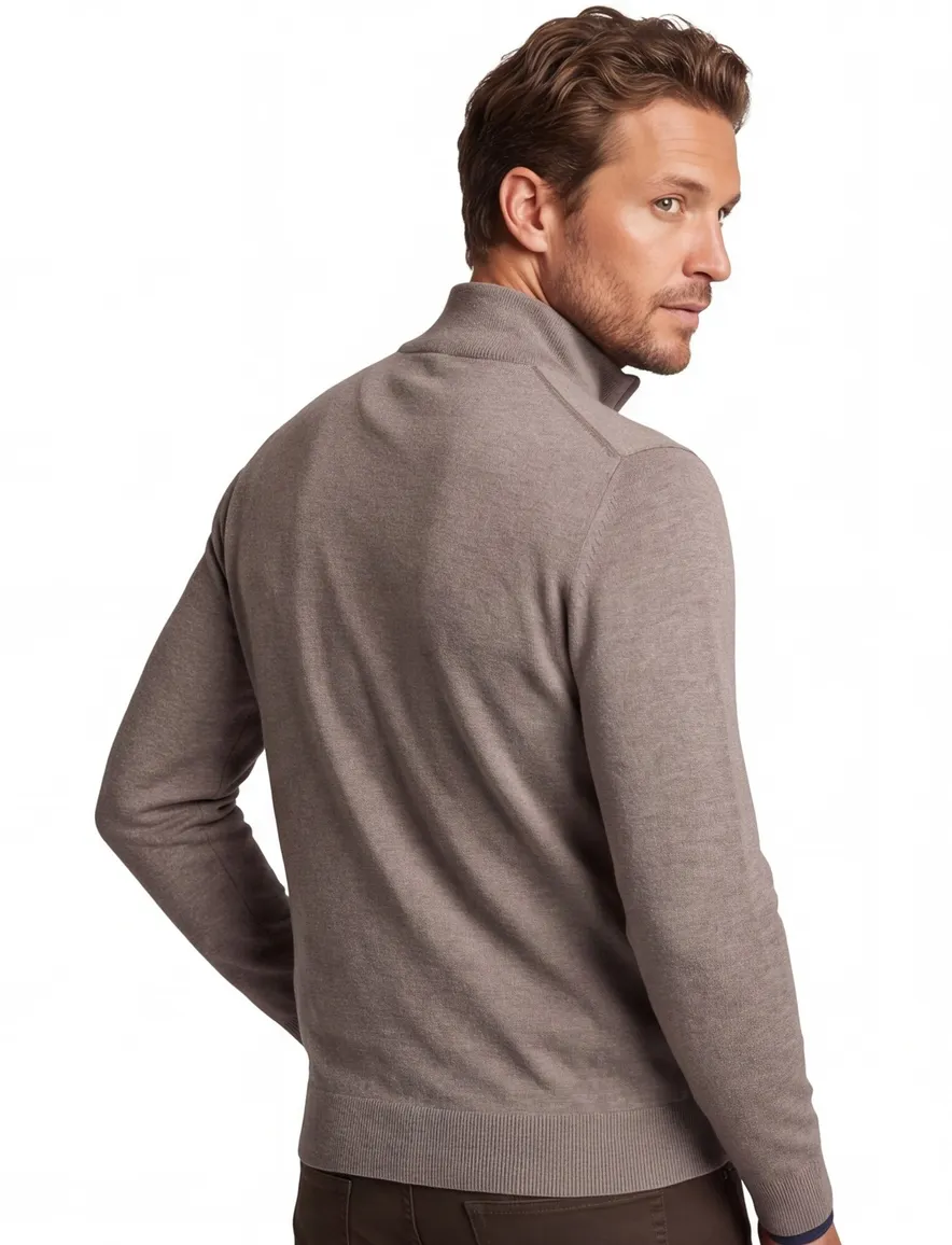 BOSS Black trui beige gemeleerd half zip