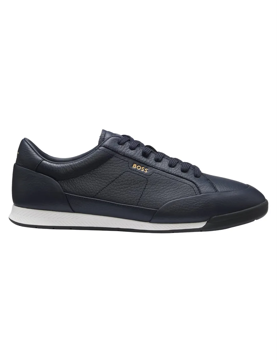 BOSS Black sneakers donkerblauw generfd leer