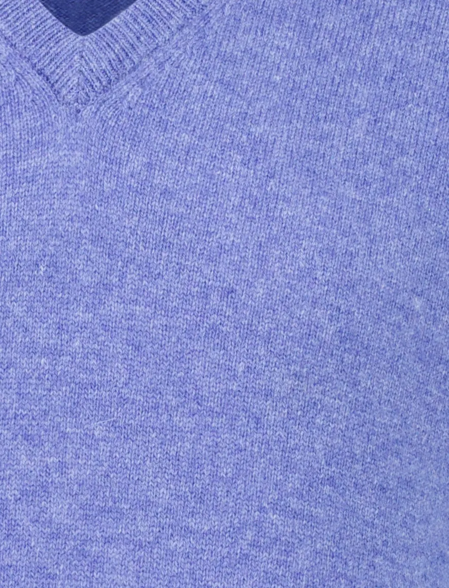 Alan Paine trui blauw gebreid met v hals