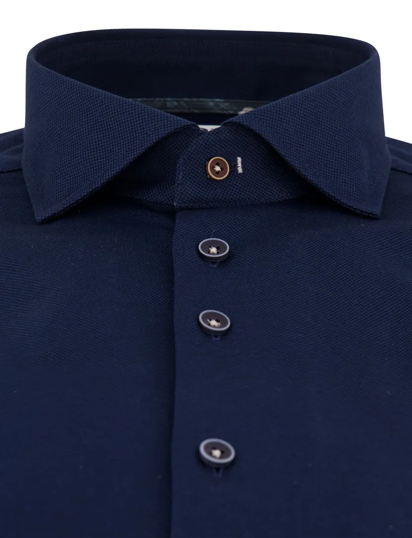 Overhemd R2 donkerblauw geruit slim fit