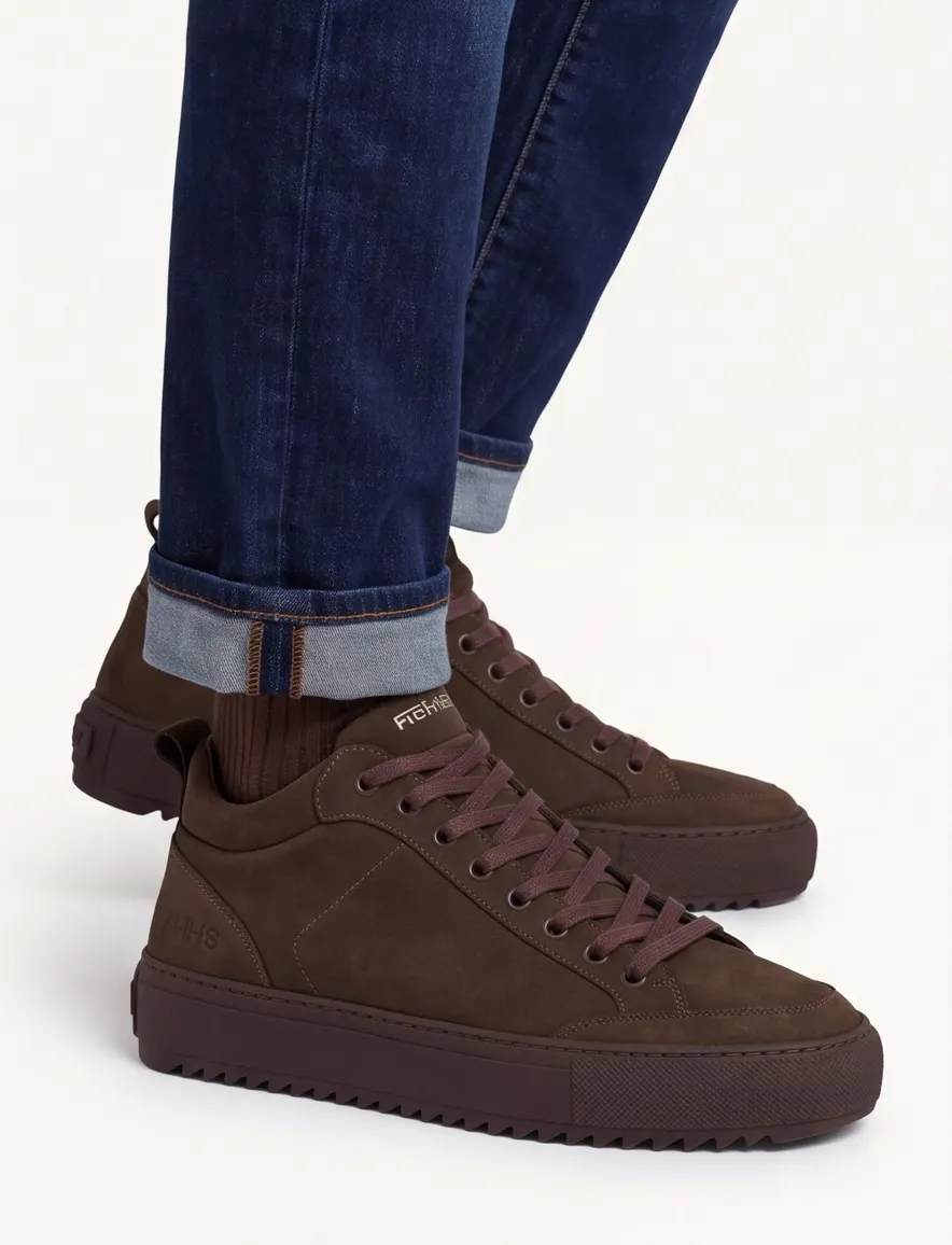 Rehab sneakers bruin effen