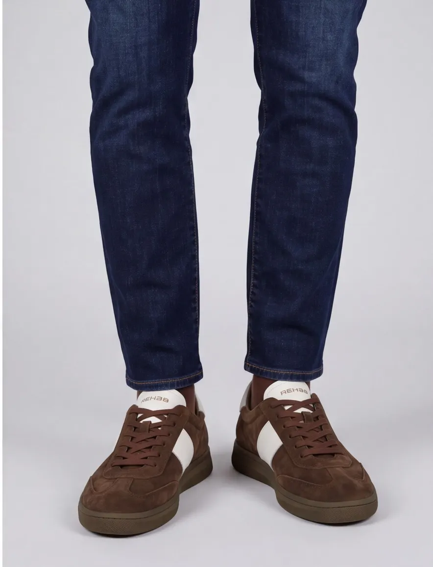 Rehab sneakers bruin geprint leer