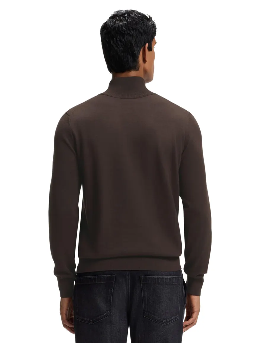 BOSS Orange trui bruin gebreid half zip