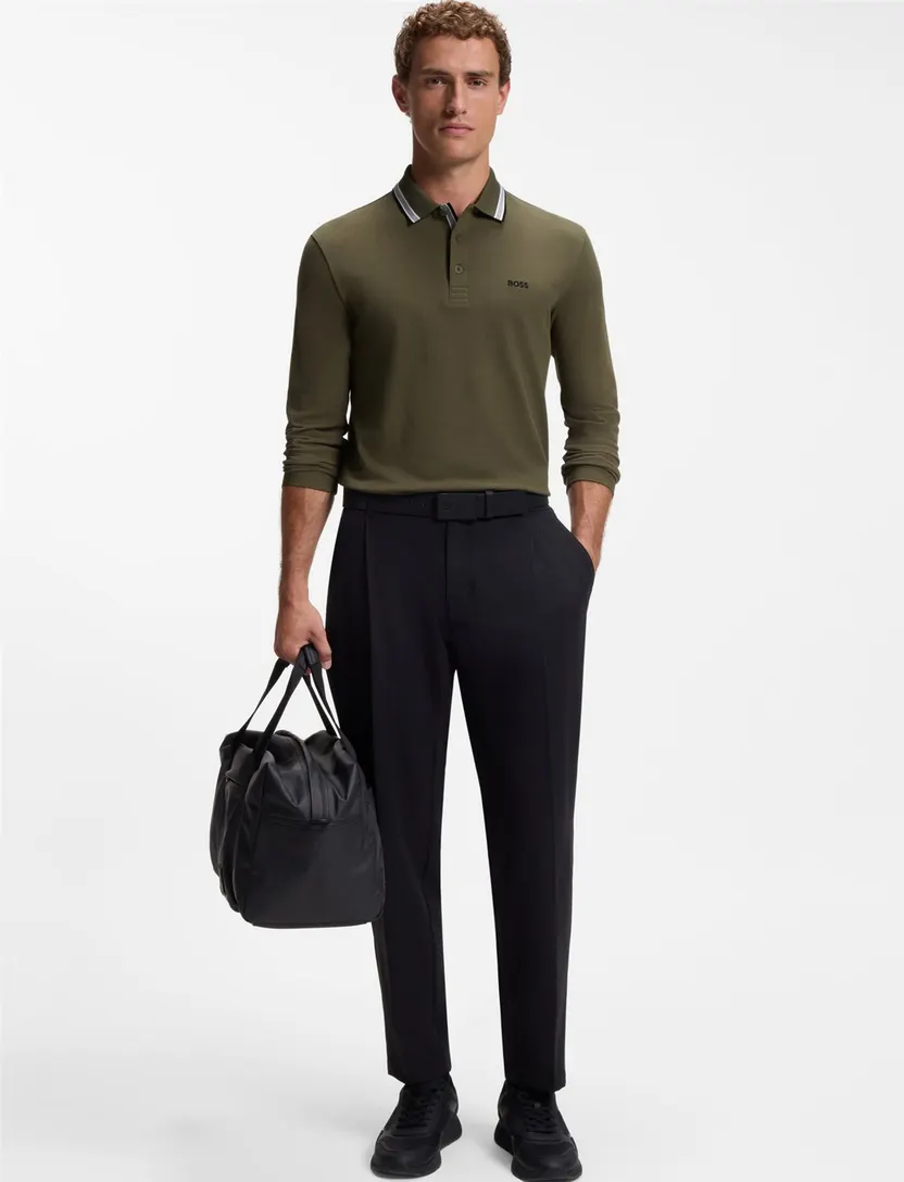 Poloshirt BOSS Plisy groen katoenpiqué