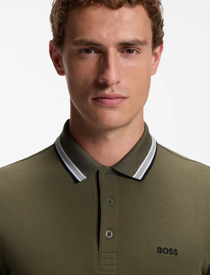 Poloshirt BOSS Plisy groen katoenpiqué