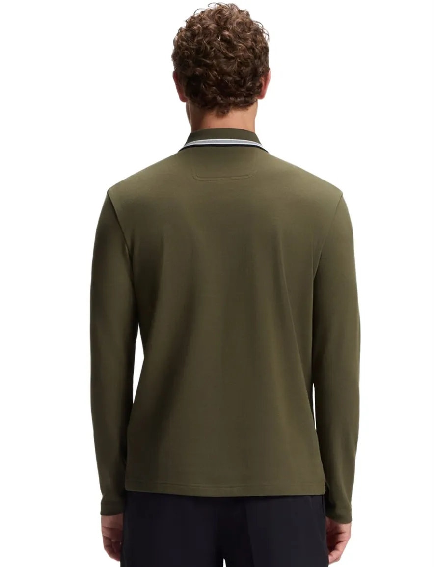 BOSS Plisy poloshirt olijfgroen katoenpiqué