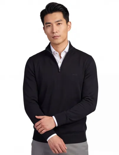 Hugo Boss BOSS Black trui half zip zwart