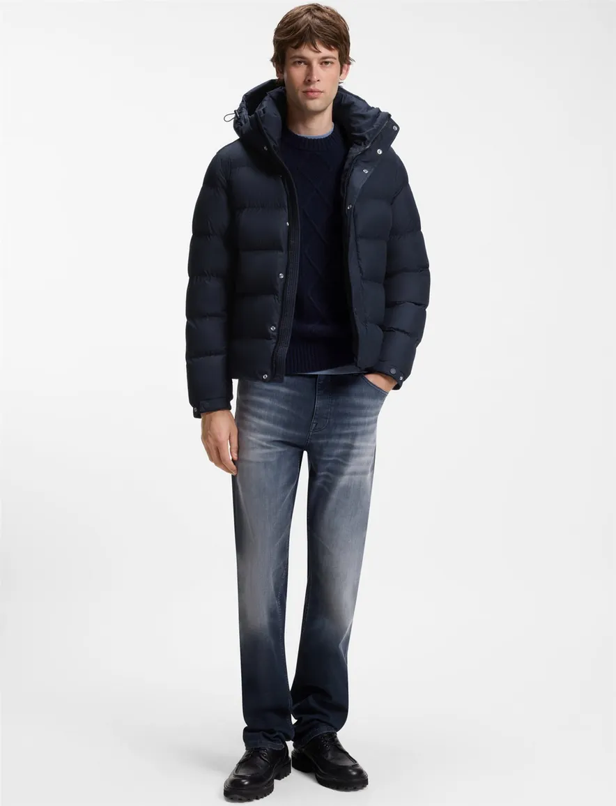 BOSS pufferjas donkerblauw waterafstotend warm