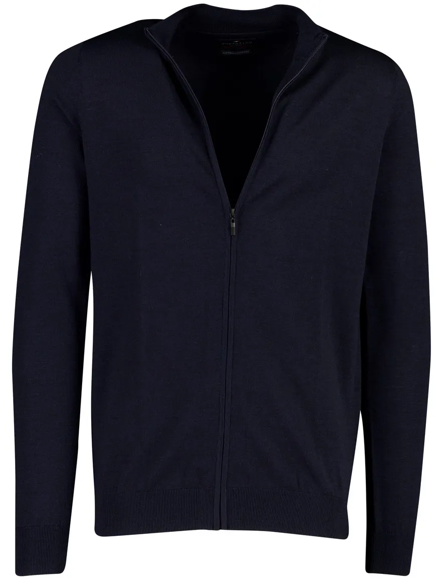 Portofino vest donkerblauw fijn gebreid