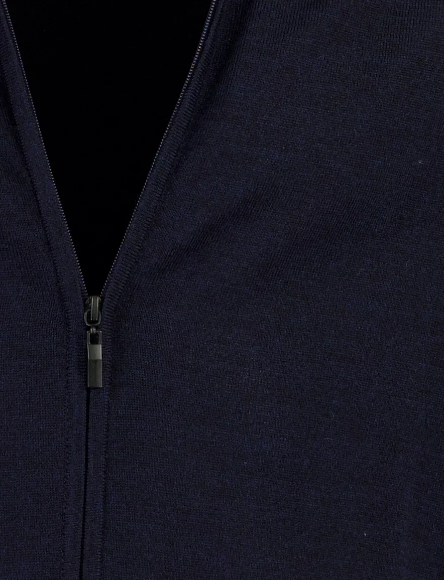 Portofino vest donkerblauw fijn gebreid