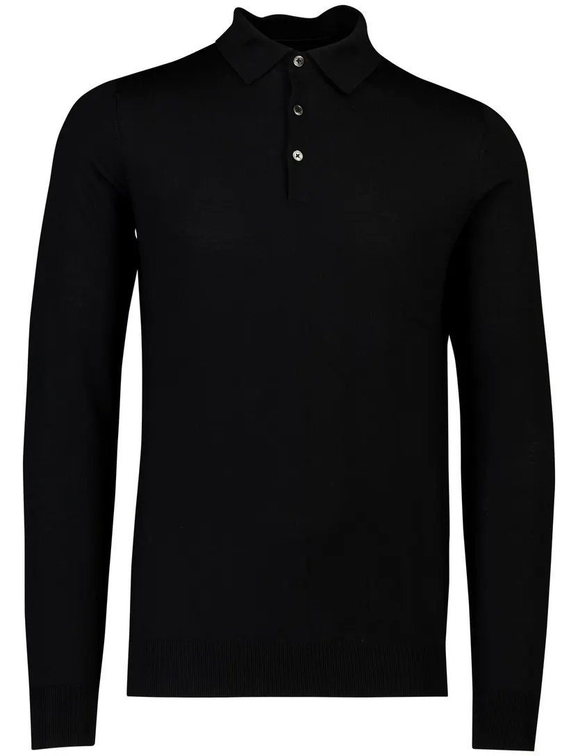 Trui Portofino zwart merinowol polo kraag