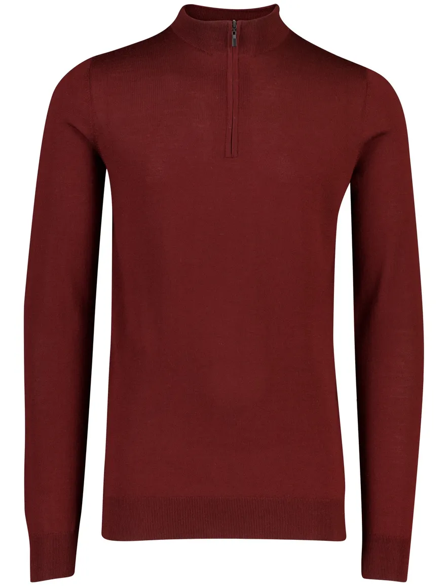 Portofino trui half zip bordeaux effen