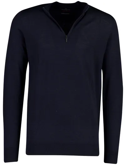 Portofino Portofino trui half zip donkerblauw merinowol