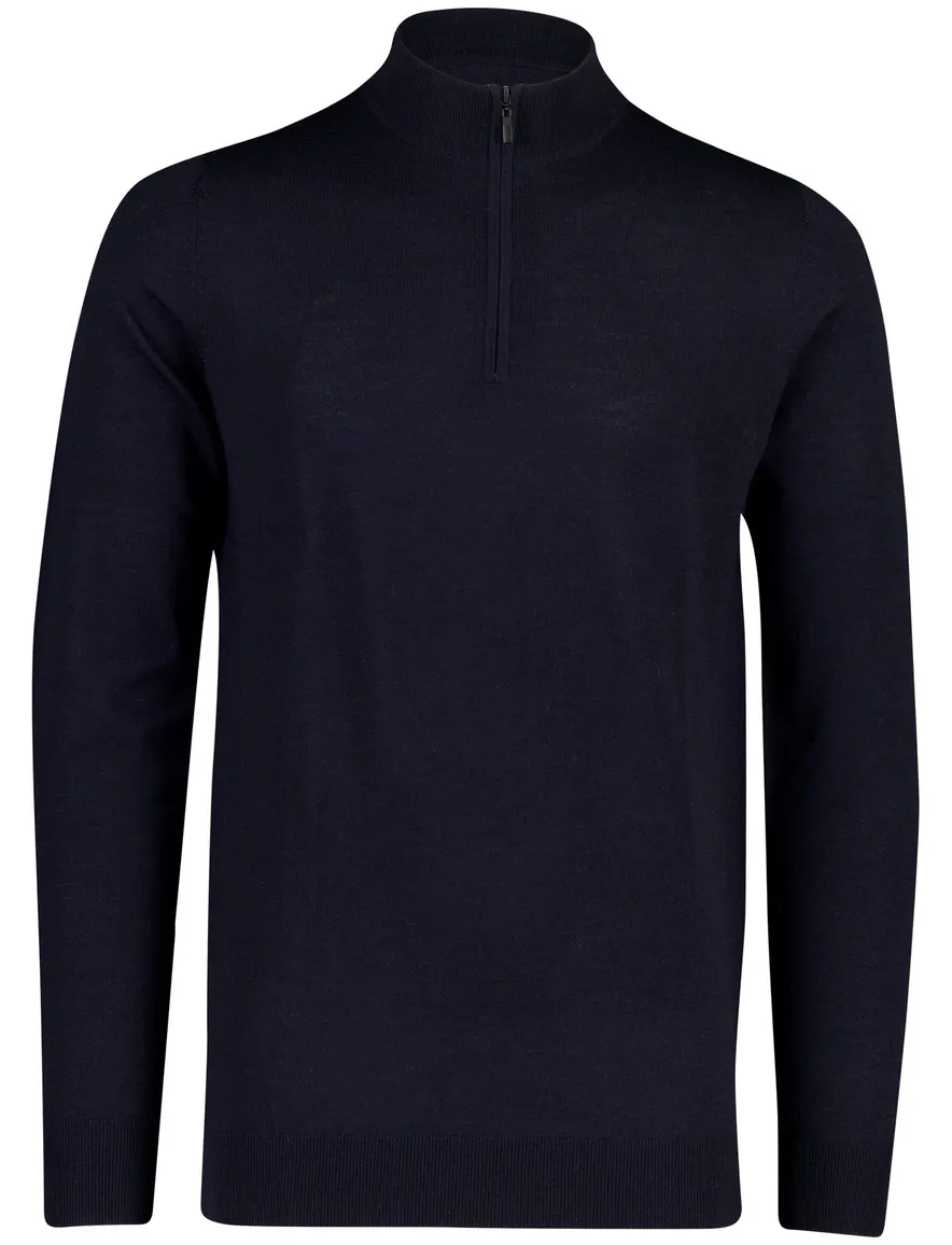 Portofino trui half zip donkerblauw merinowol
