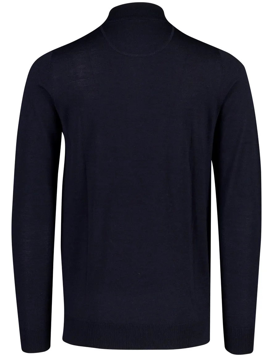 Portofino trui half zip donkerblauw merinowol