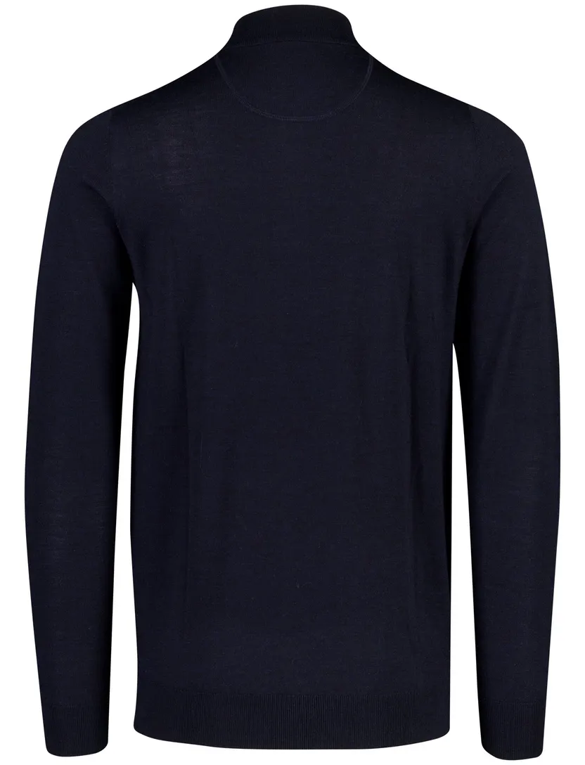 Trui Portofino donkerblauw merinowol half zip