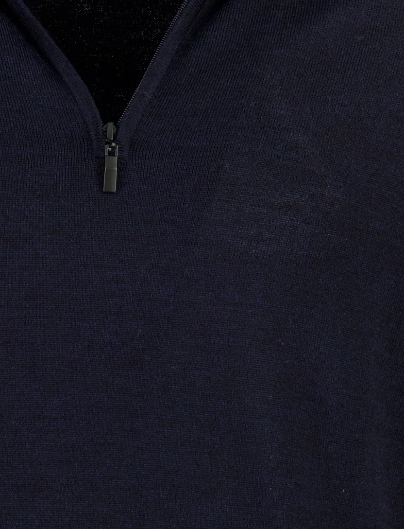 Trui Portofino donkerblauw merinowol half zip