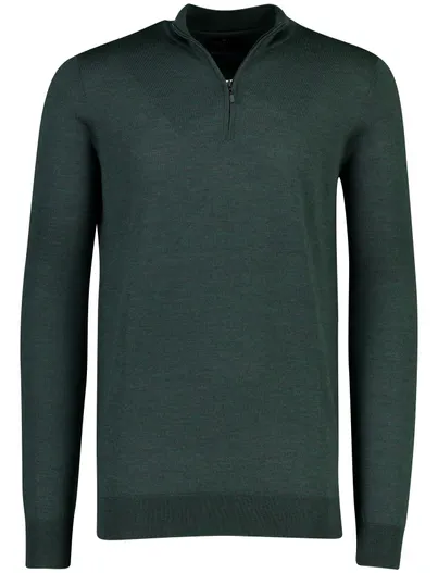 Portofino Portofino trui groen merinowol half zip