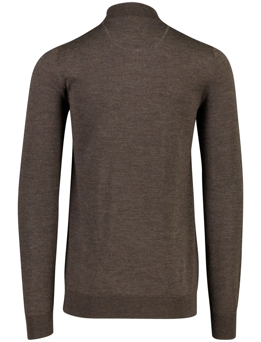 Portofino trui half zip bruin gemêleerd