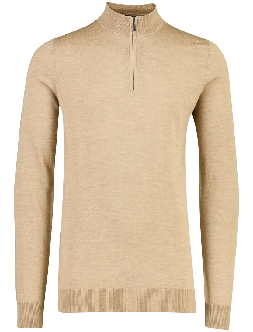 Trui Portofino camel half zip