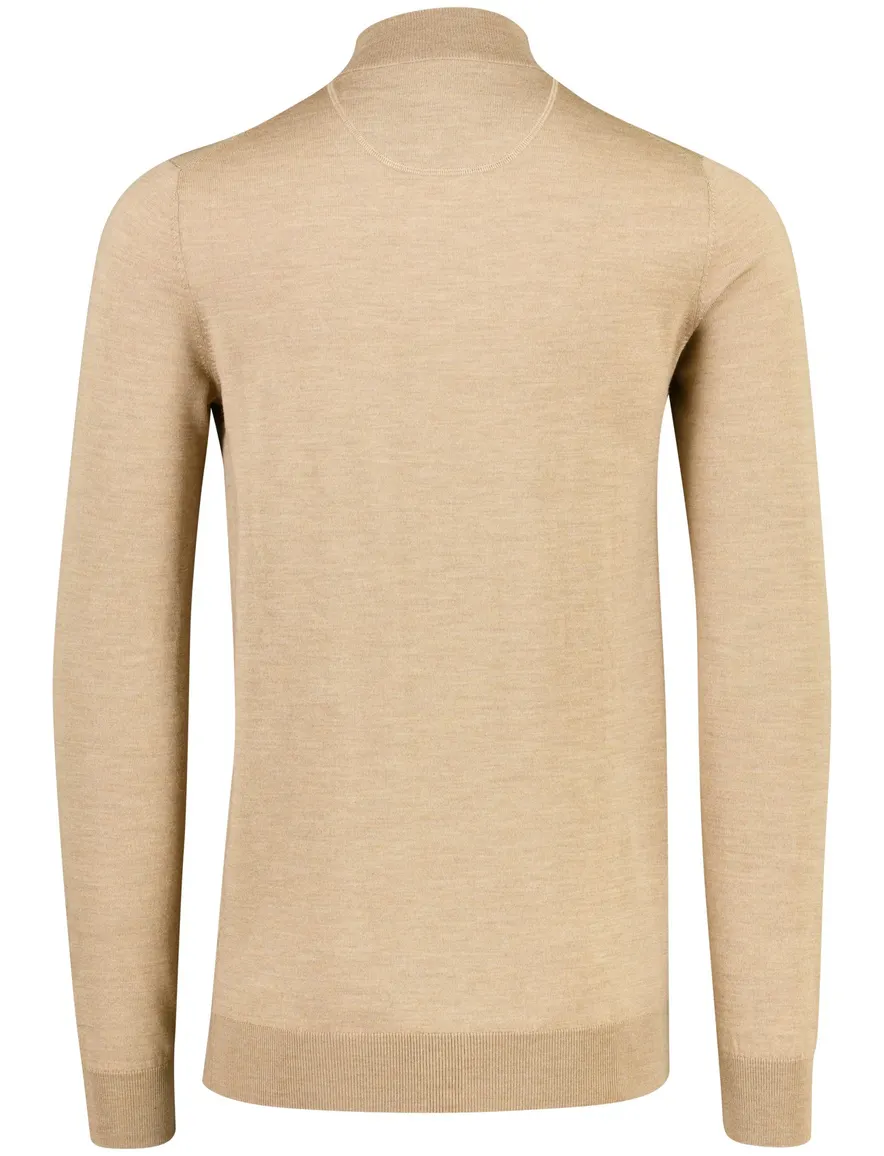 Portofino trui half zip camel gemeleerd