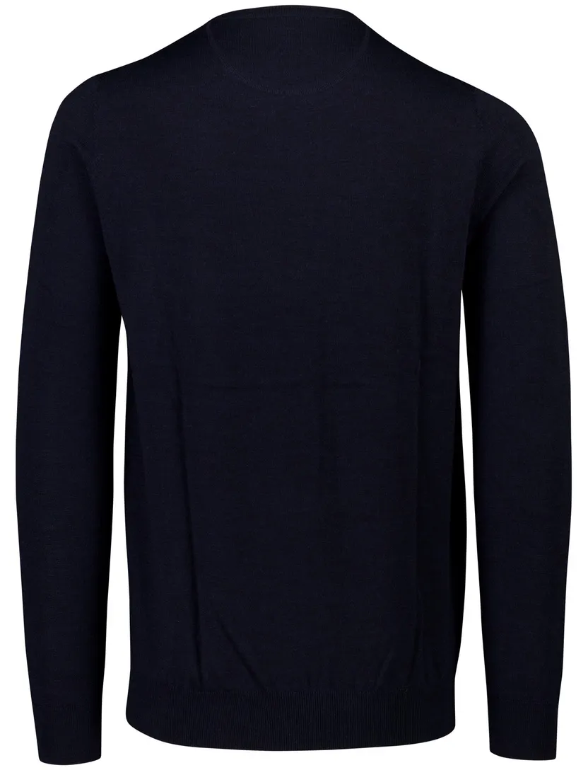 Trui Portofino donkerblauw ronde hals fijn gebreid
