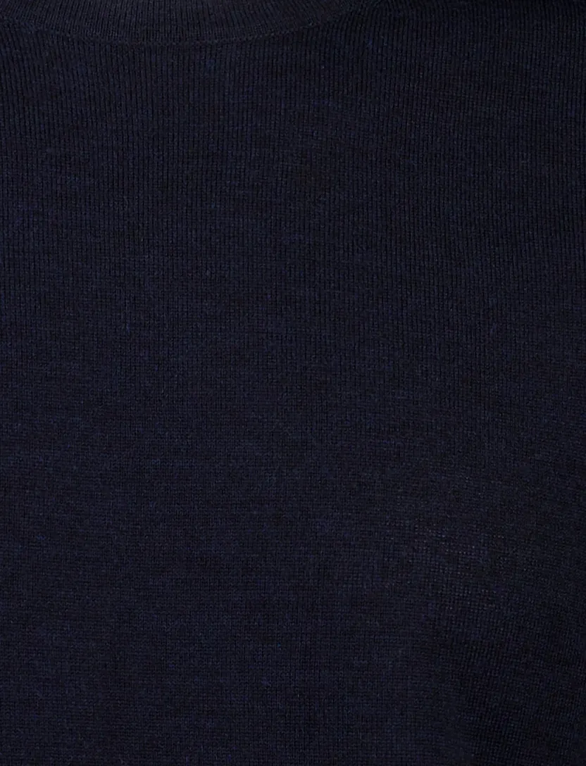 Trui Portofino donkerblauw ronde hals fijn gebreid
