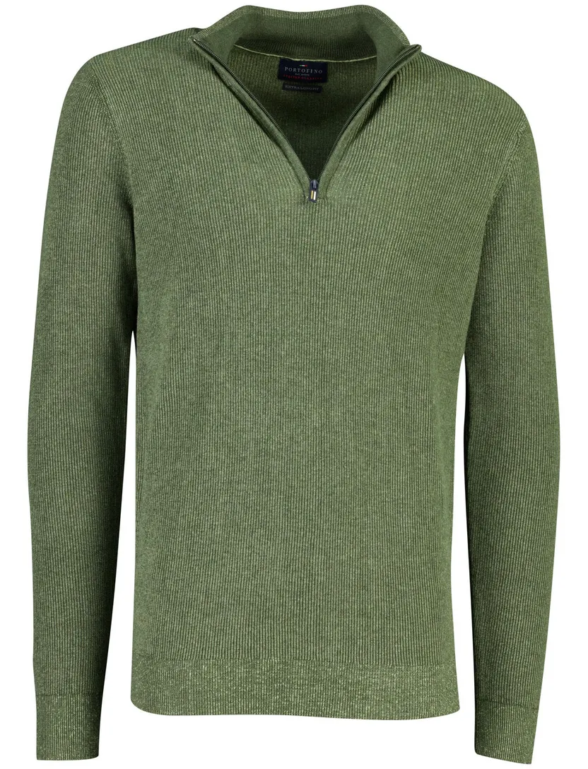 Trui Portofino groen katoen half zip
