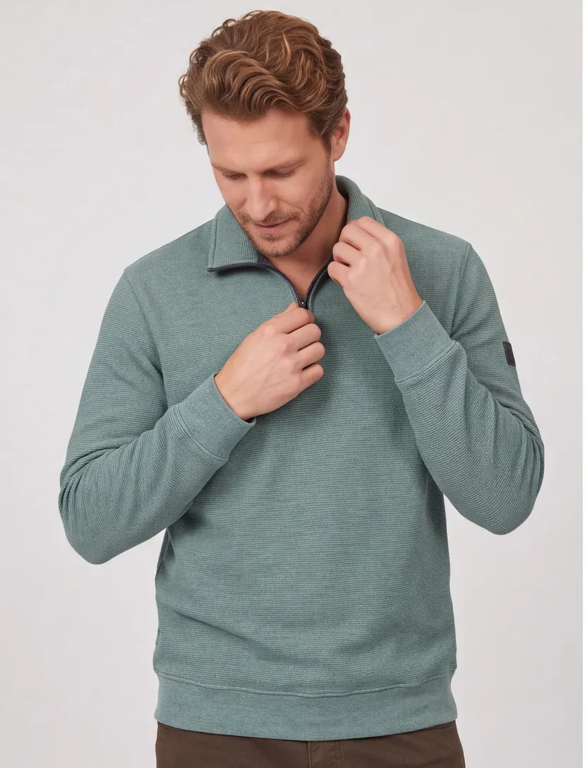 Casa Moda half zip trui turquoise