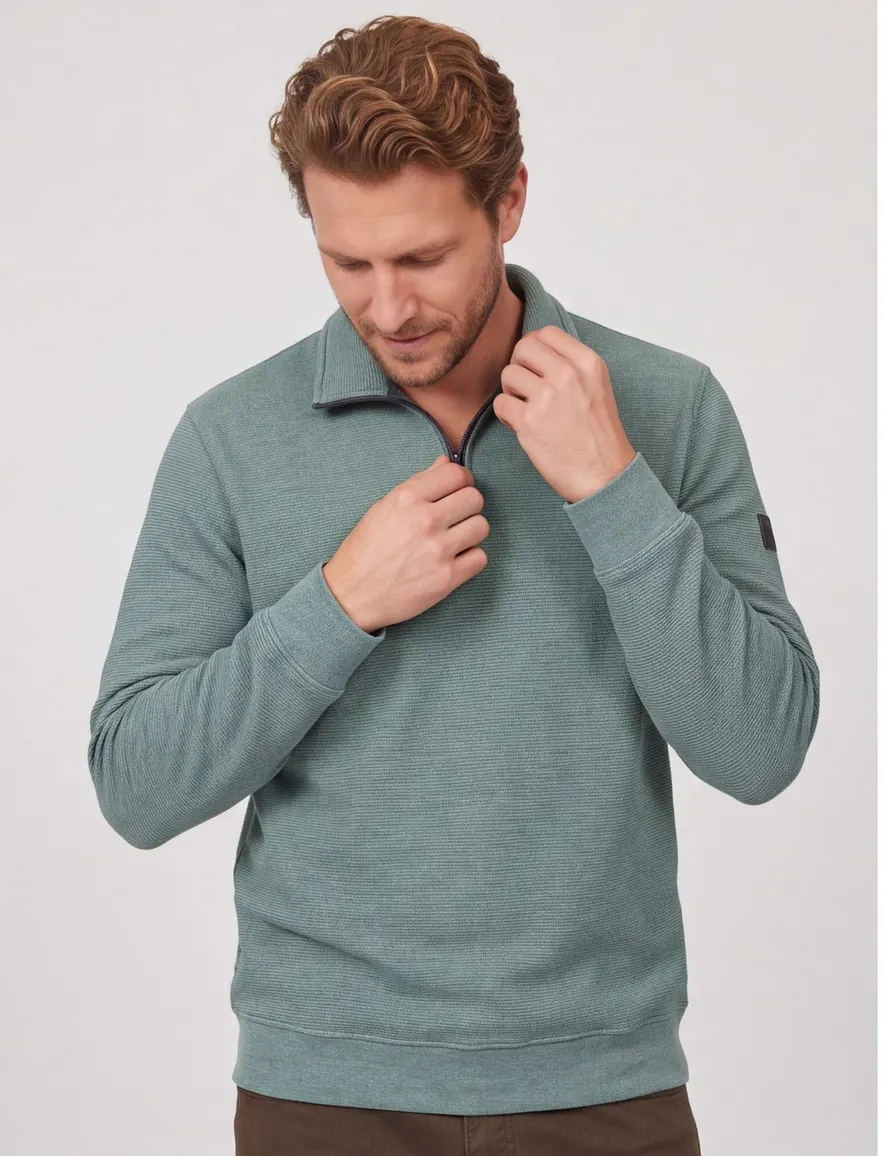 Casa Moda half zip trui turquoise