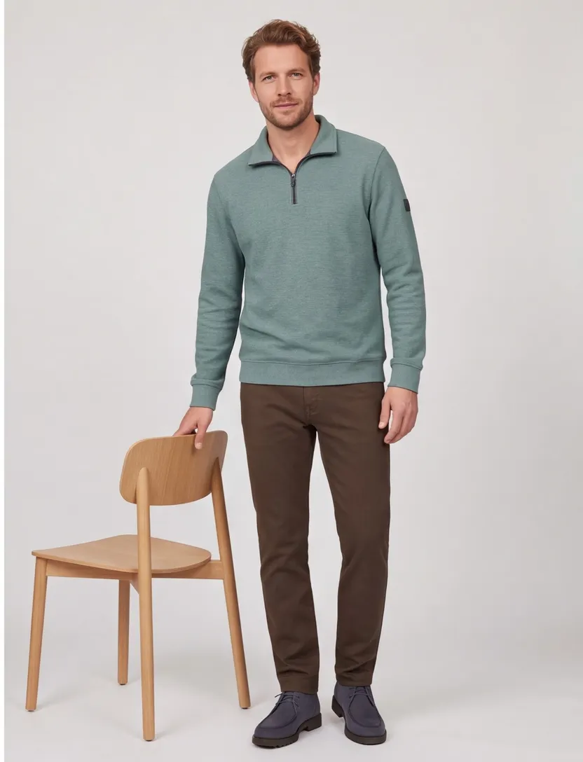 Casa Moda half zip trui turquoise