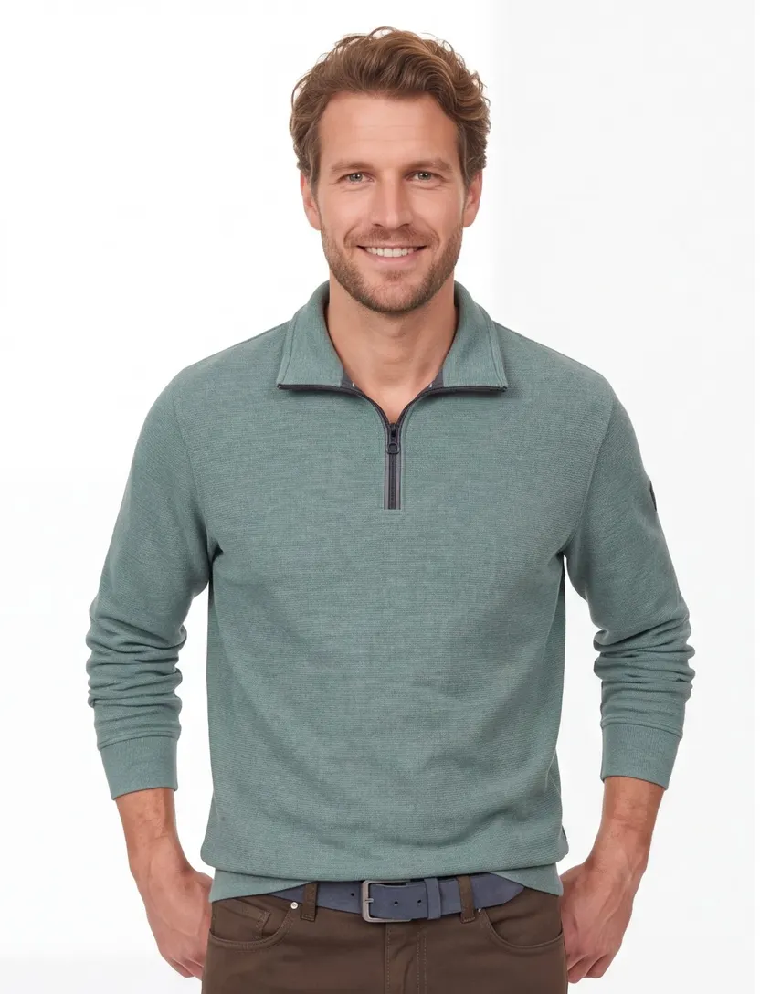 Casa Moda half zip trui turquoise