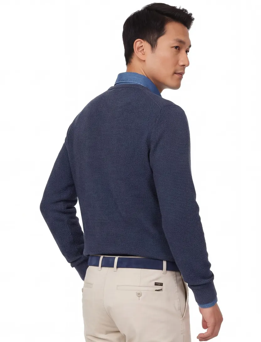 Trui Casa Moda donkerblauw katoen ronde hals
