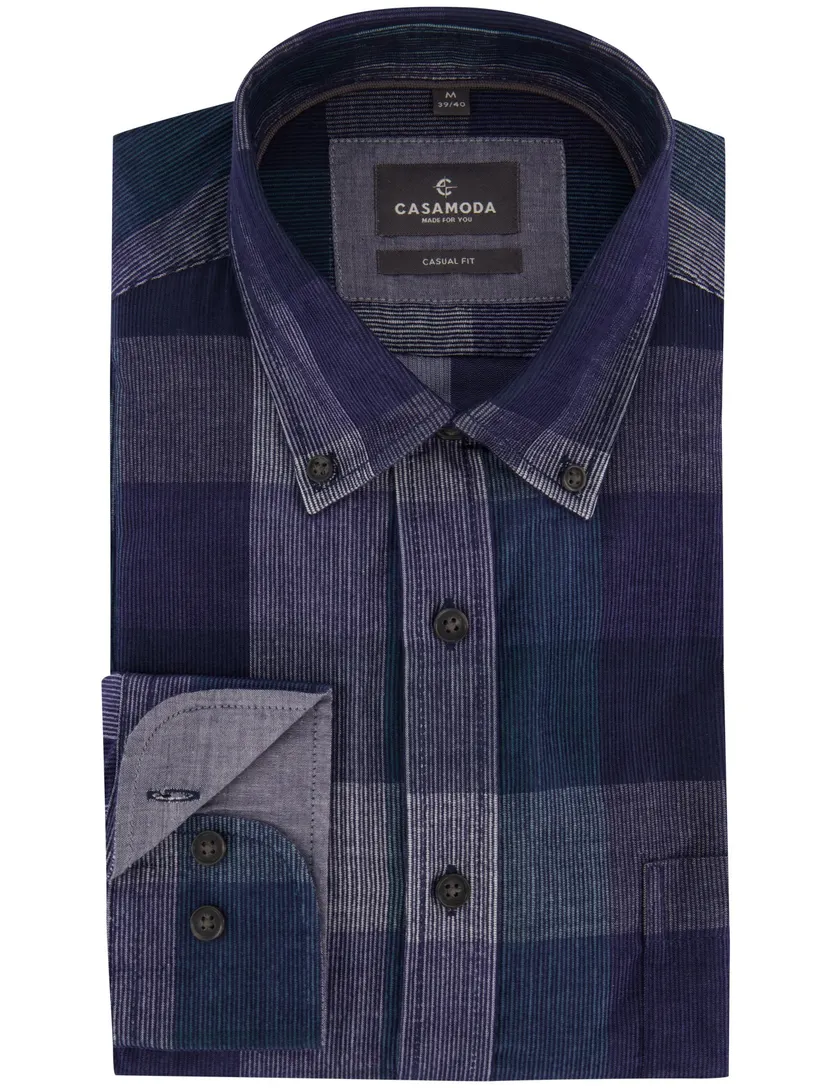 Overhemd Casa Moda Casual Fit donkerblauw gestreept