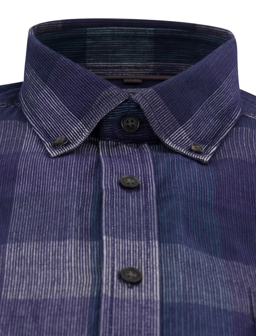 Overhemd Casa Moda Casual Fit donkerblauw gestreept