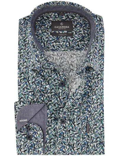 Casa Moda Casa Moda Casual Fit overhemd blauw geprint
