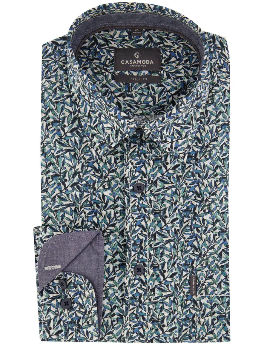 Casa Moda Casual Fit overhemd blauw geprint