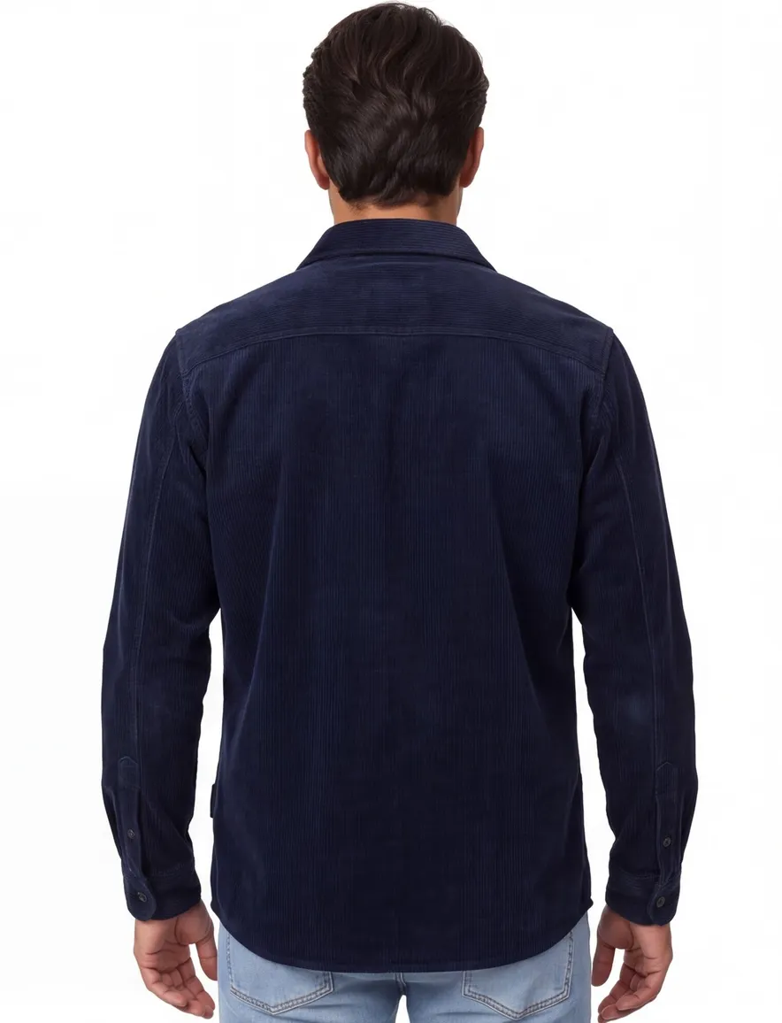 Casa Moda corduroy overshirt donkerblauw