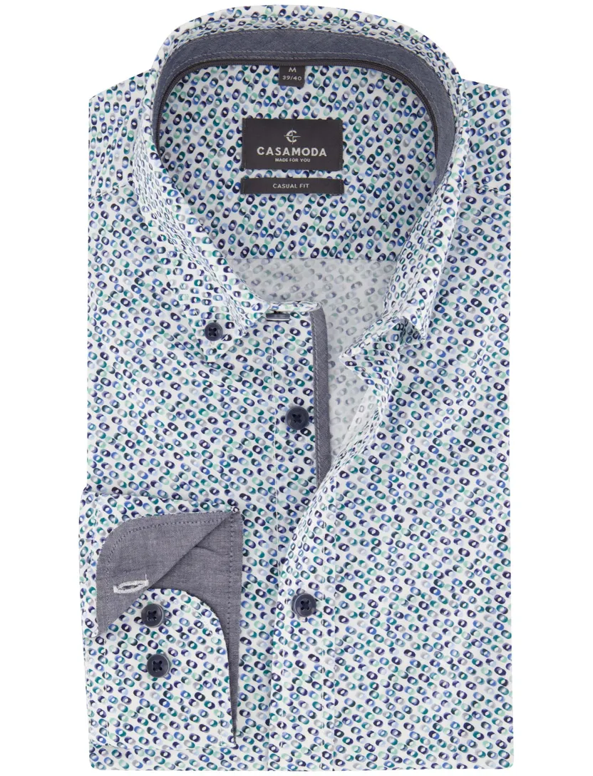 Overhemd Casa Moda Casual Fit blauw bolletjes print