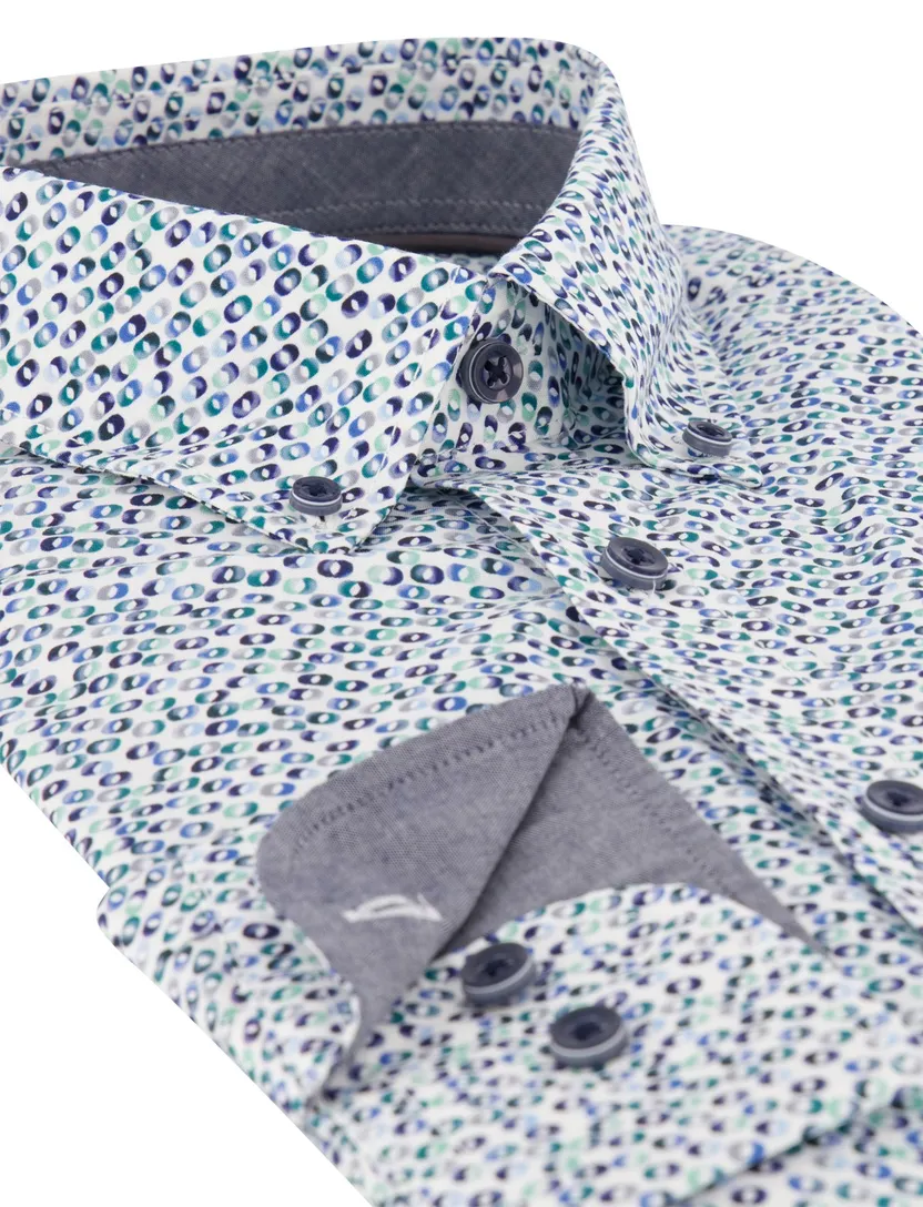 Overhemd Casa Moda Casual Fit blauw bolletjes print