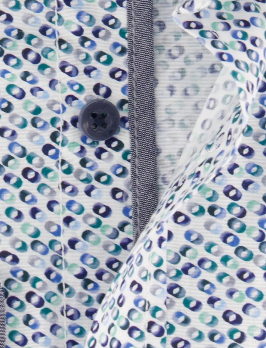Casa Moda Casual Fit overhemd blauw met bolletjes print
