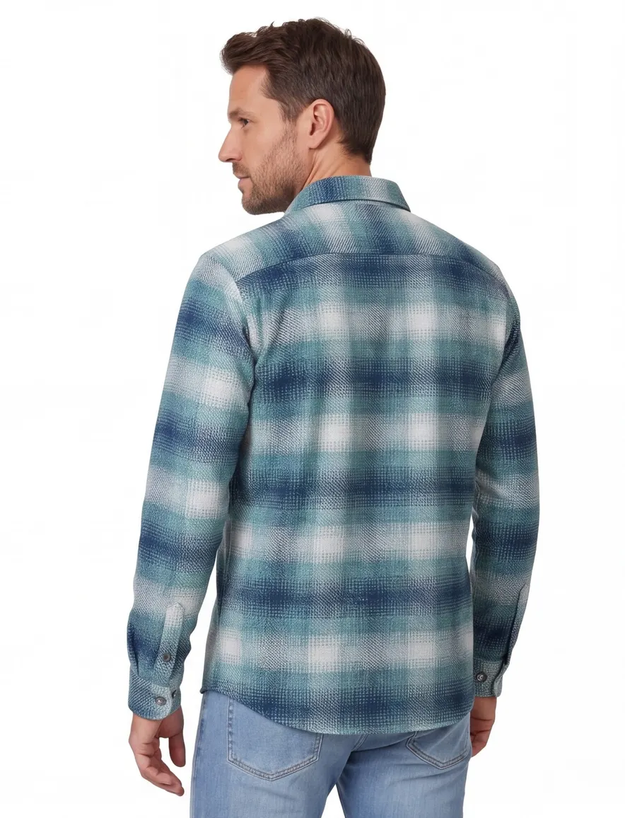 Casa Moda overshirt geruit blauw met borstzak