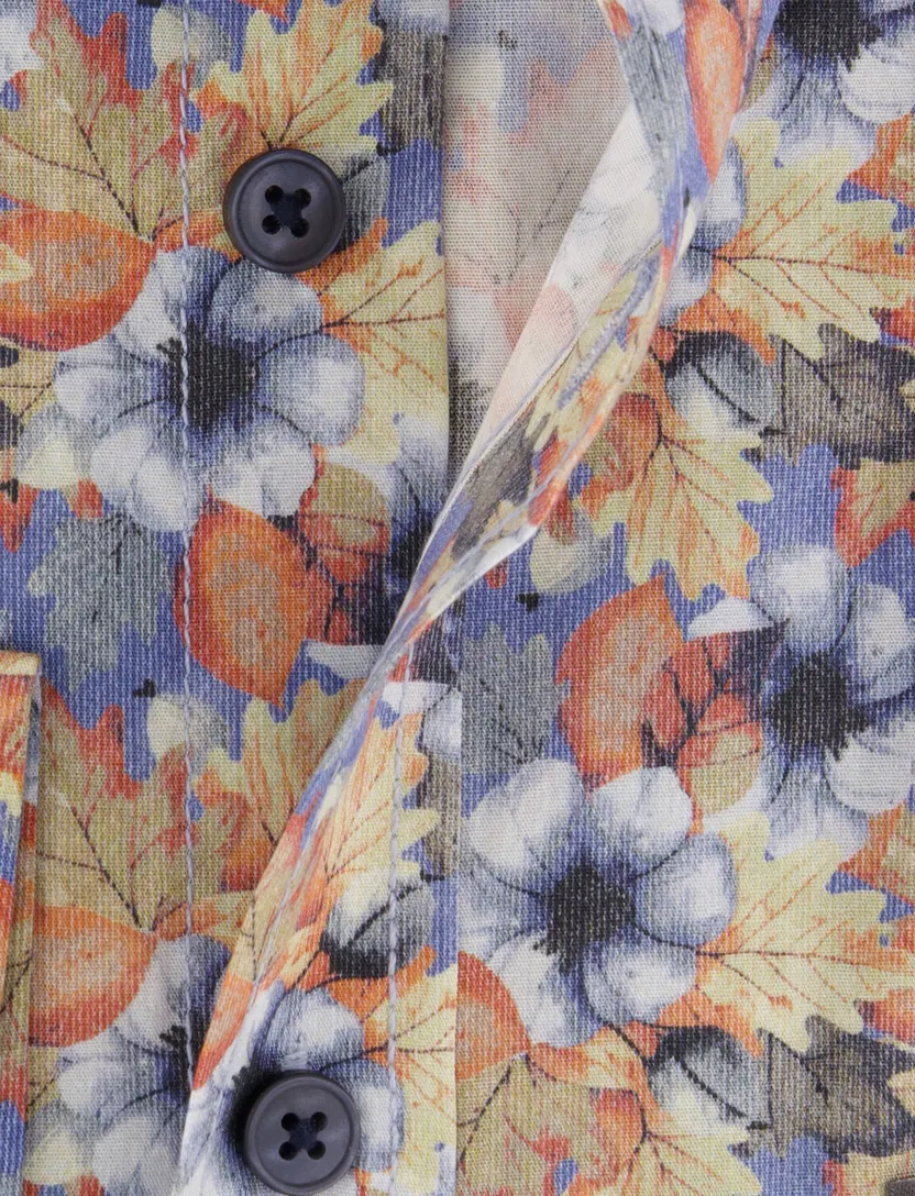 Overhemd Casa Moda Casual Fit blauw rood planten print